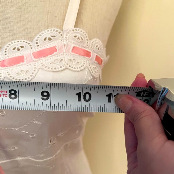 Betsey Johnson, vintage, zipper eyelet white pink dress. never worn mint. small. - Picture 10 of 14